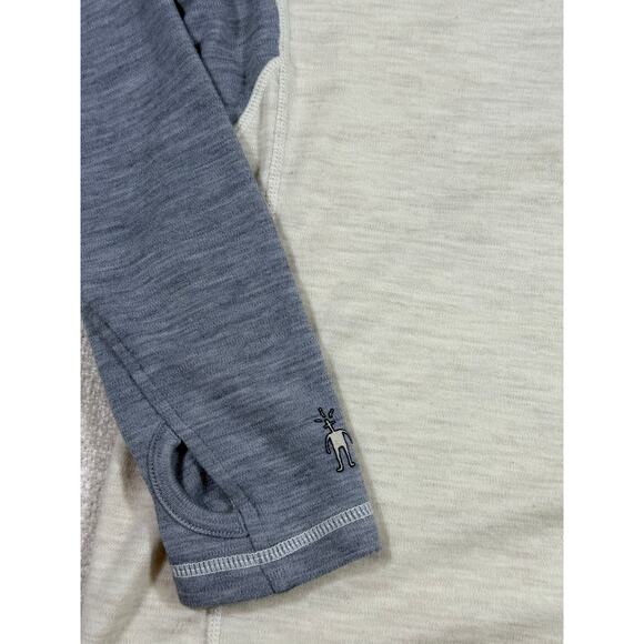 Smartwool Women Medium Gray White 1/4 Zip Lightweight Long Sleeve Merino Hoodie - Picture 11 of 11